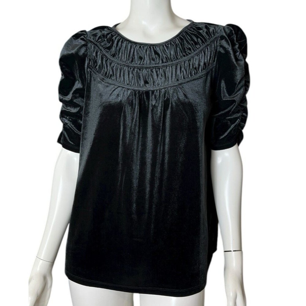 LOFT  Velvet Top Smocked Romantic Goth Whimsigoth Dark Academia Size Medium